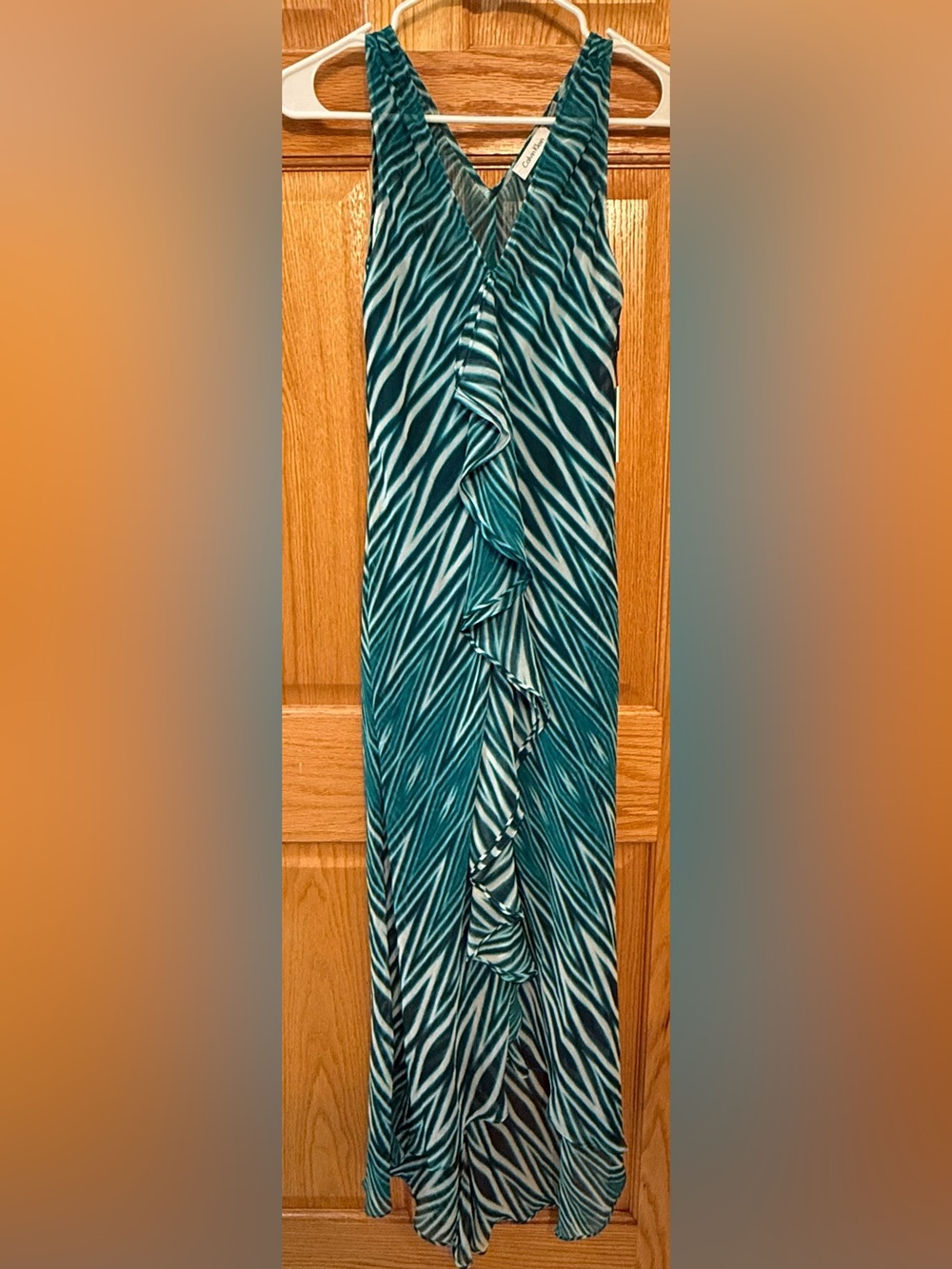 Calvin Klein Dress High Low Size 4 Turquoise